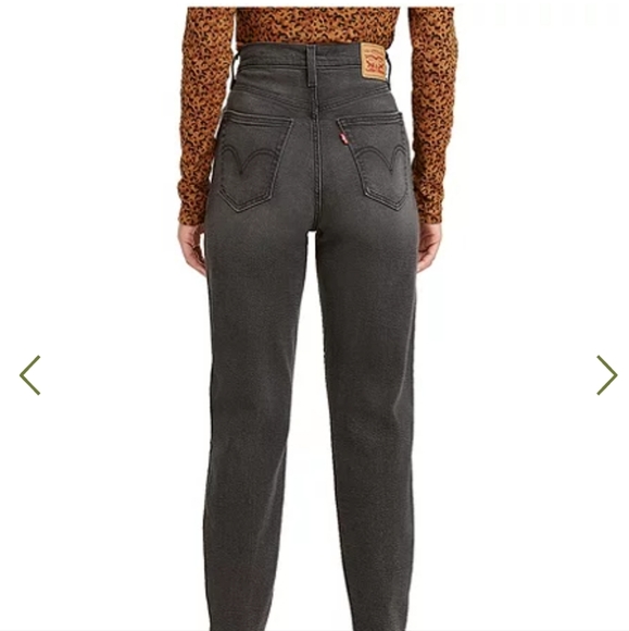 Women's High Rise Tapered Leg Mom Jeans - Black size 30 - Picture 2 of 2